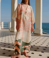 Juan De Dios - Andina Cowrie Shell Neckline Tunic Kaftan Dress