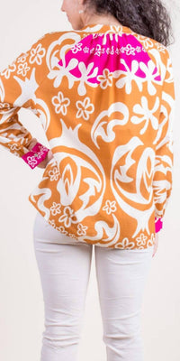 Gigi Moda - Two-Tone Aloha Print Shirt