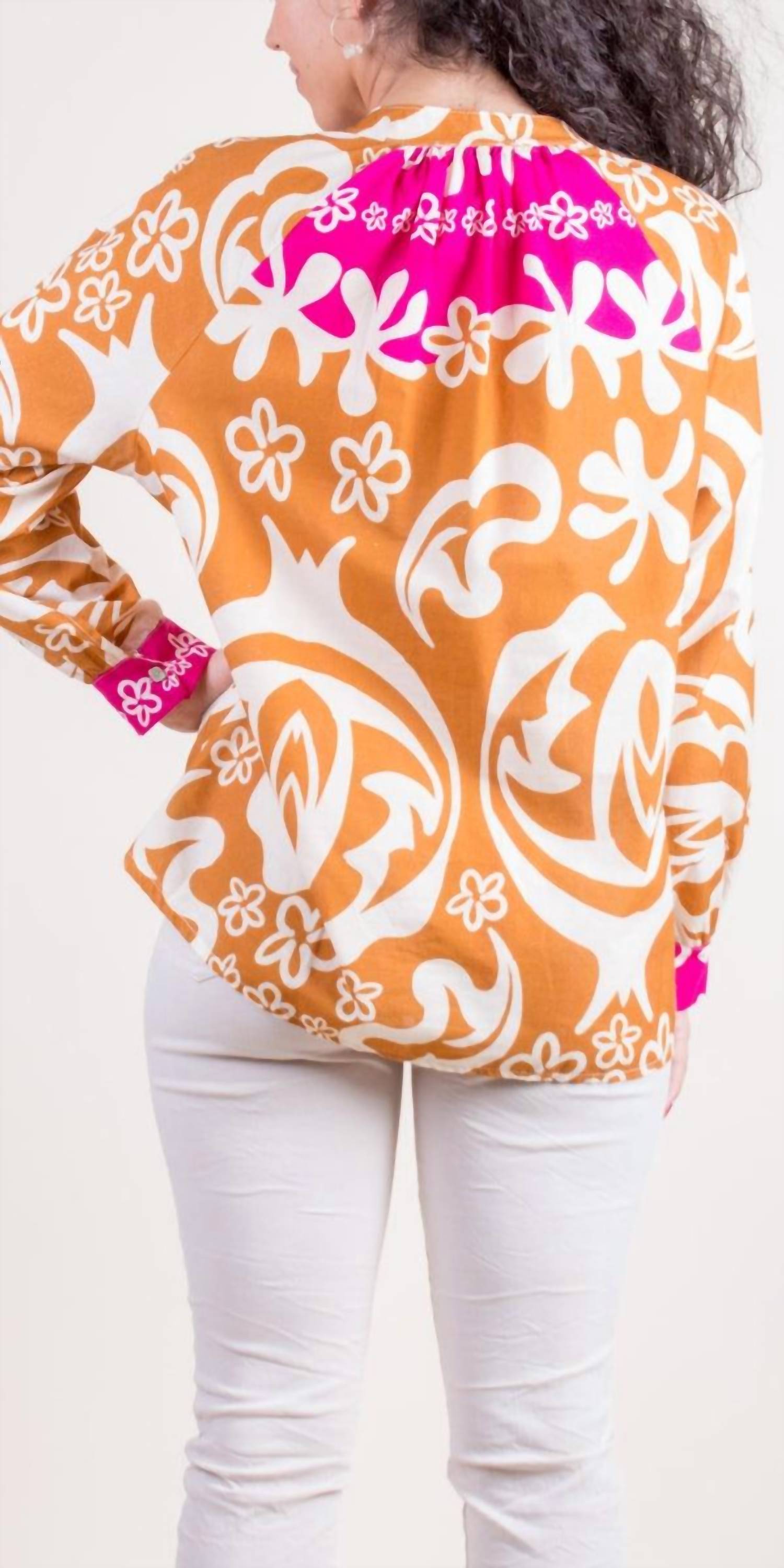 Gigi Moda - Two-Tone Aloha Print Shirt