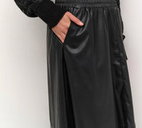 Kaffe - Kamikka Faux Leather A-line Midi Skirt