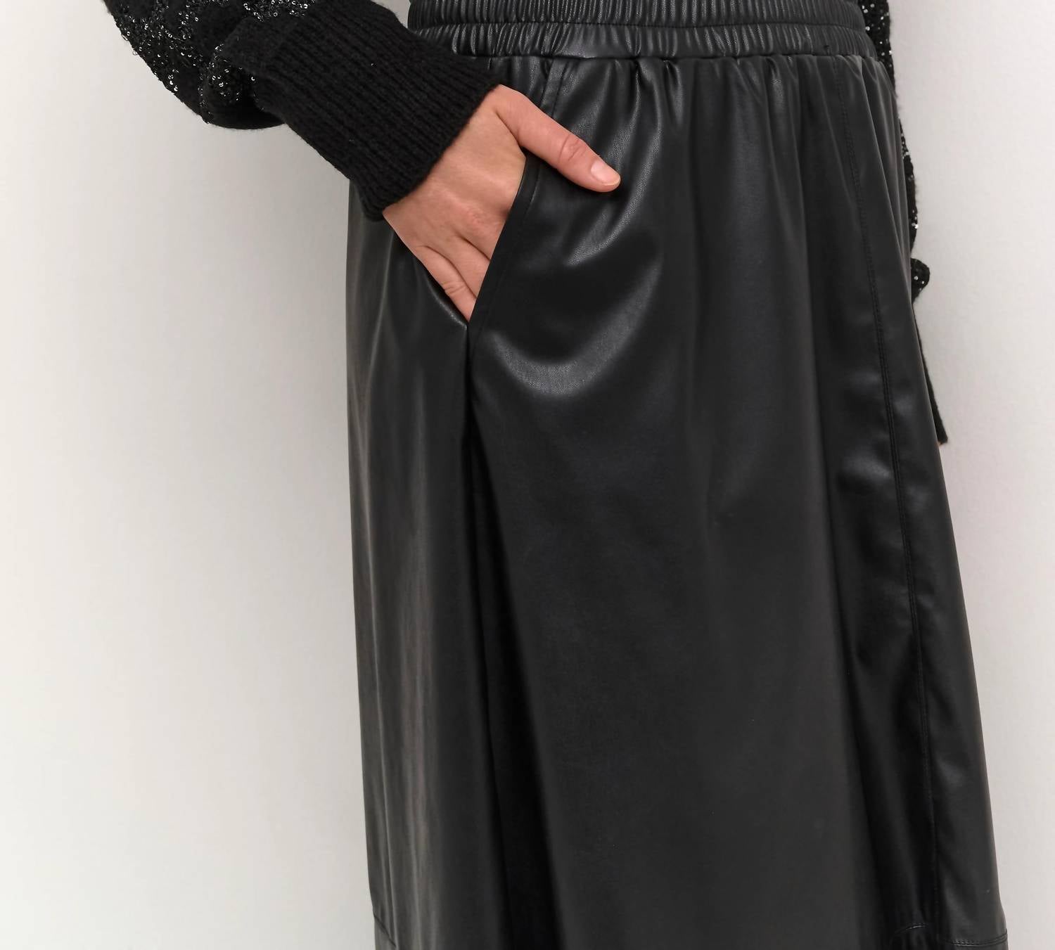 Kaffe - Kamikka Faux Leather A-line Midi Skirt