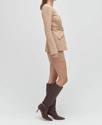 Favorite Daughter Christy Belted Stretch Twill Jacket in oatmeal - women's jacket - detail view