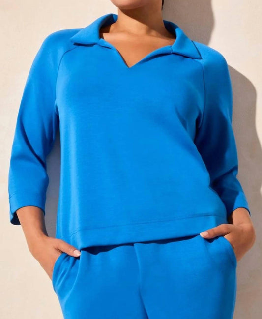 Tribal - 3/4 Sleeve Vneck Side Slit Top