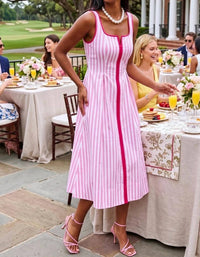 Entro - Bailey Striped Sleeveless Midi Dress