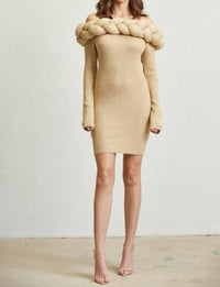 Blithe - Off-shoulder Braided Knit Dress