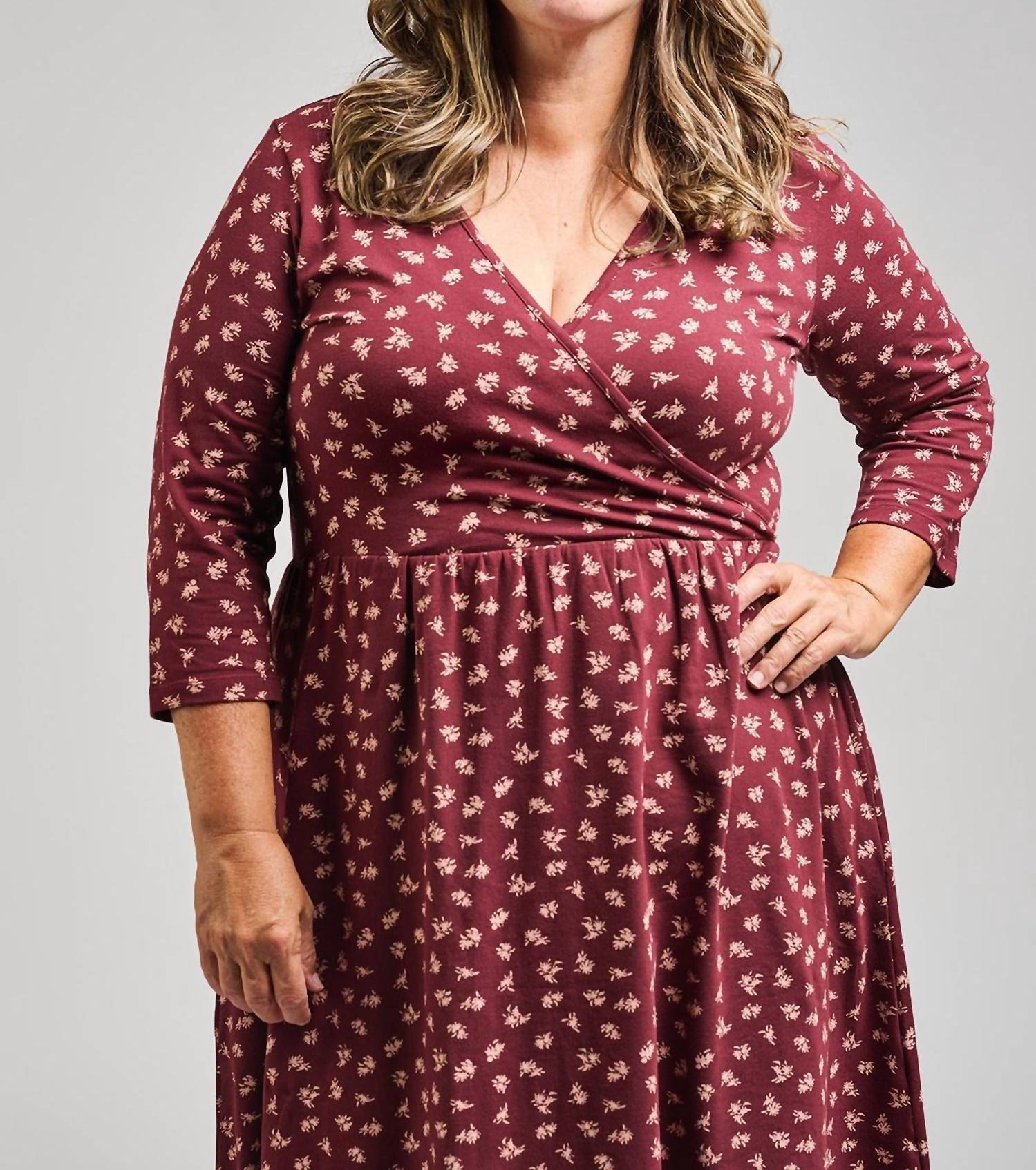 Mata Traders - Callie Long Sleeve Wrap Dress -Plus