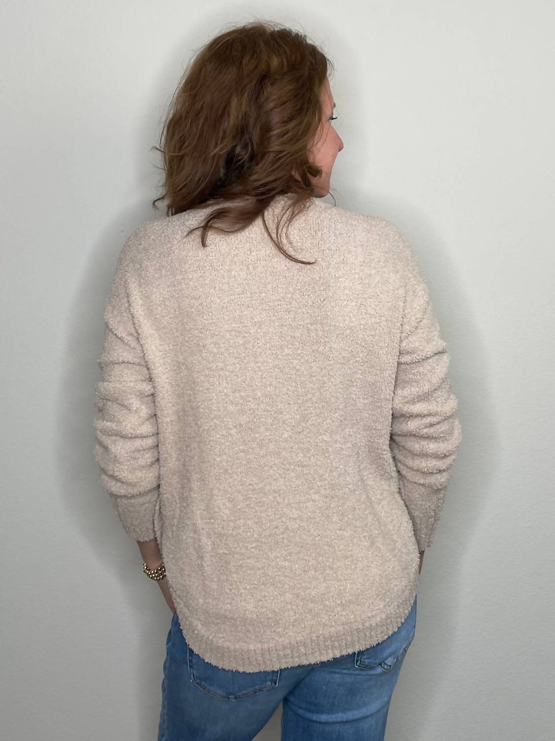 Hello Nite - Plush Side Button Crew Top