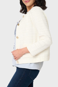 Sanctuary Button-down Knitted Jacket in chalk - women's jacket - alternate view