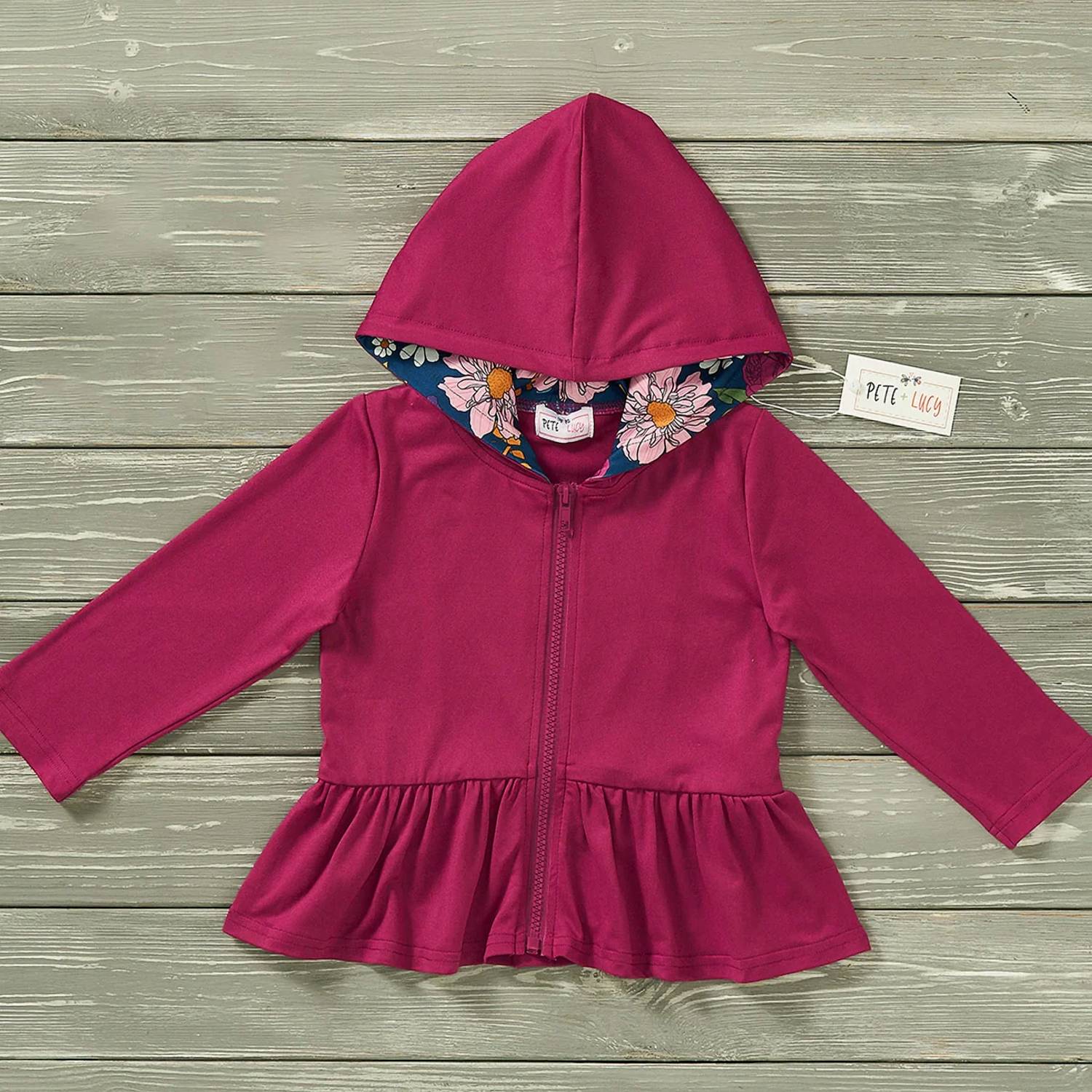 Pete + Lucy - Girls Avery Ruffle Hooded Jacket