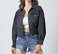 Risen - Balloon Sleeve Denim Jacket