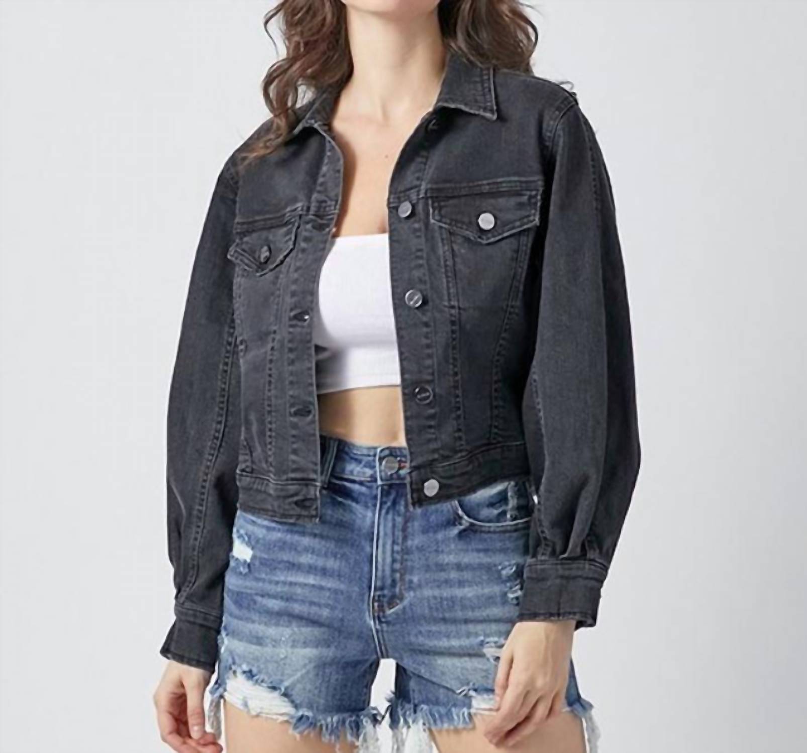 Risen - Balloon Sleeve Denim Jacket