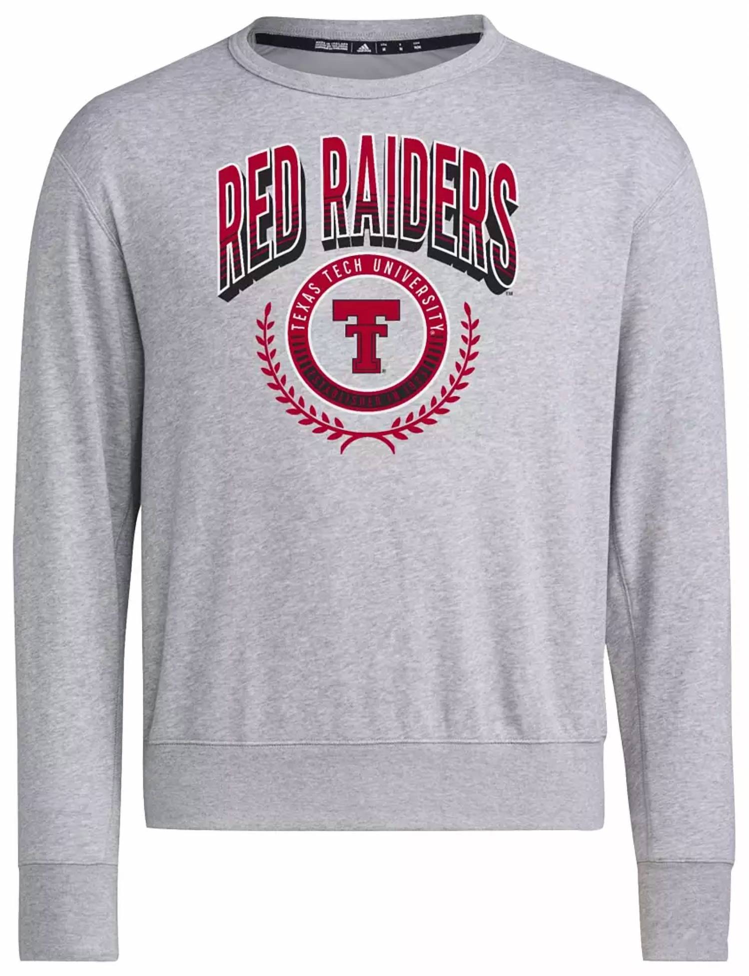 adidas Men's Texas Tech Red Raiders Pullover Crew Sweatshirt in oxford grey - men's shirt