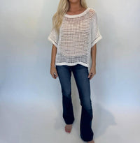 Romi The Brand Azure Crochet Classic Top in white - women's t-shirt - alternate view