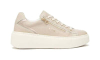 NeroGiardini Women's Cairo Leather Zipper Sneaker in taupe - women's sneaker