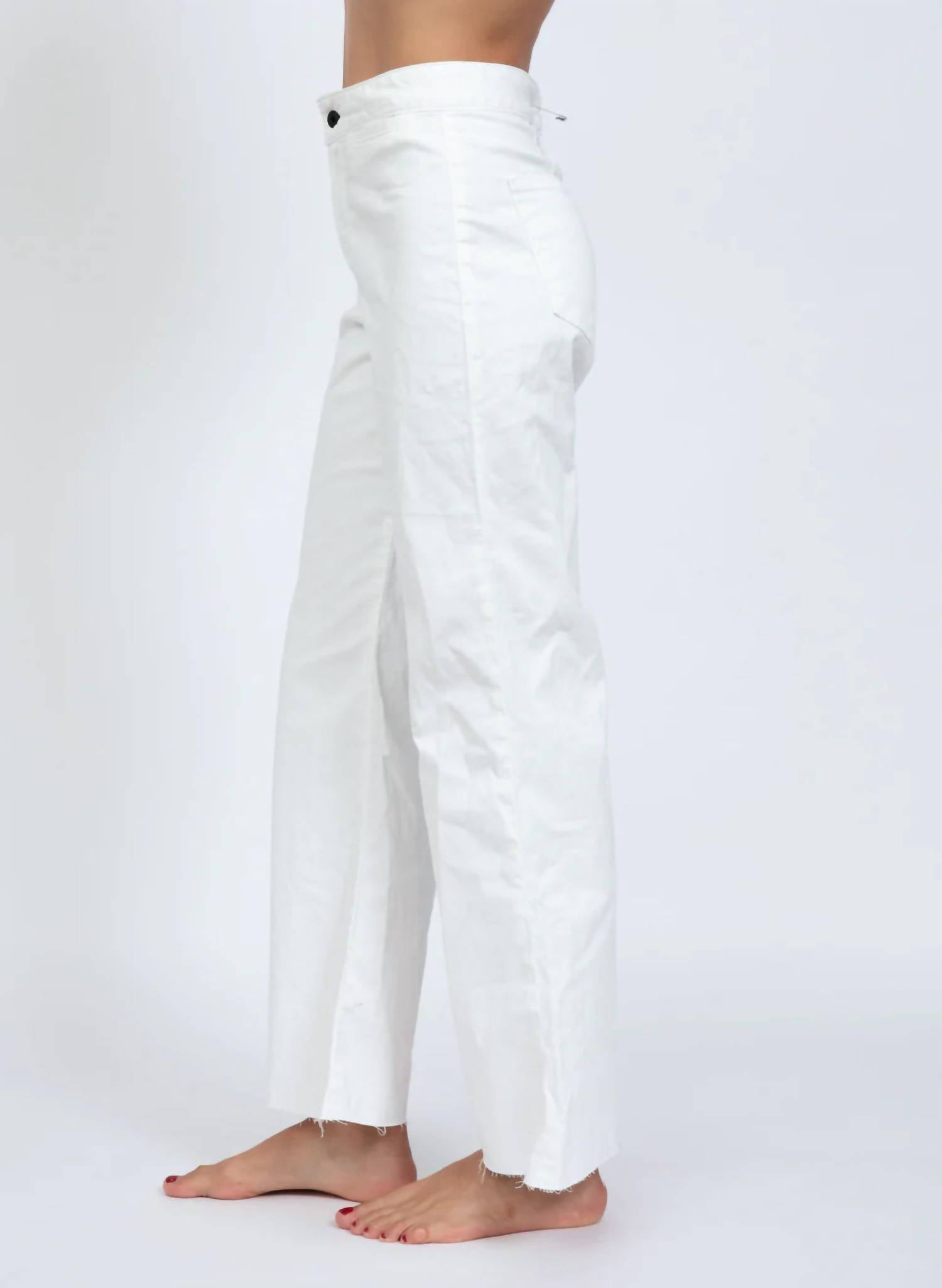 ASKK NY Cropped Brighton Ankle Pants in ivory - women's pants - detail view