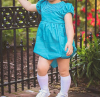 THE PROPER PEONY London Scalloped Bubble Dress in blue - kids' dress