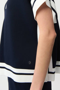 Joseph Ribkoff - COLLARED STRIPE TOP