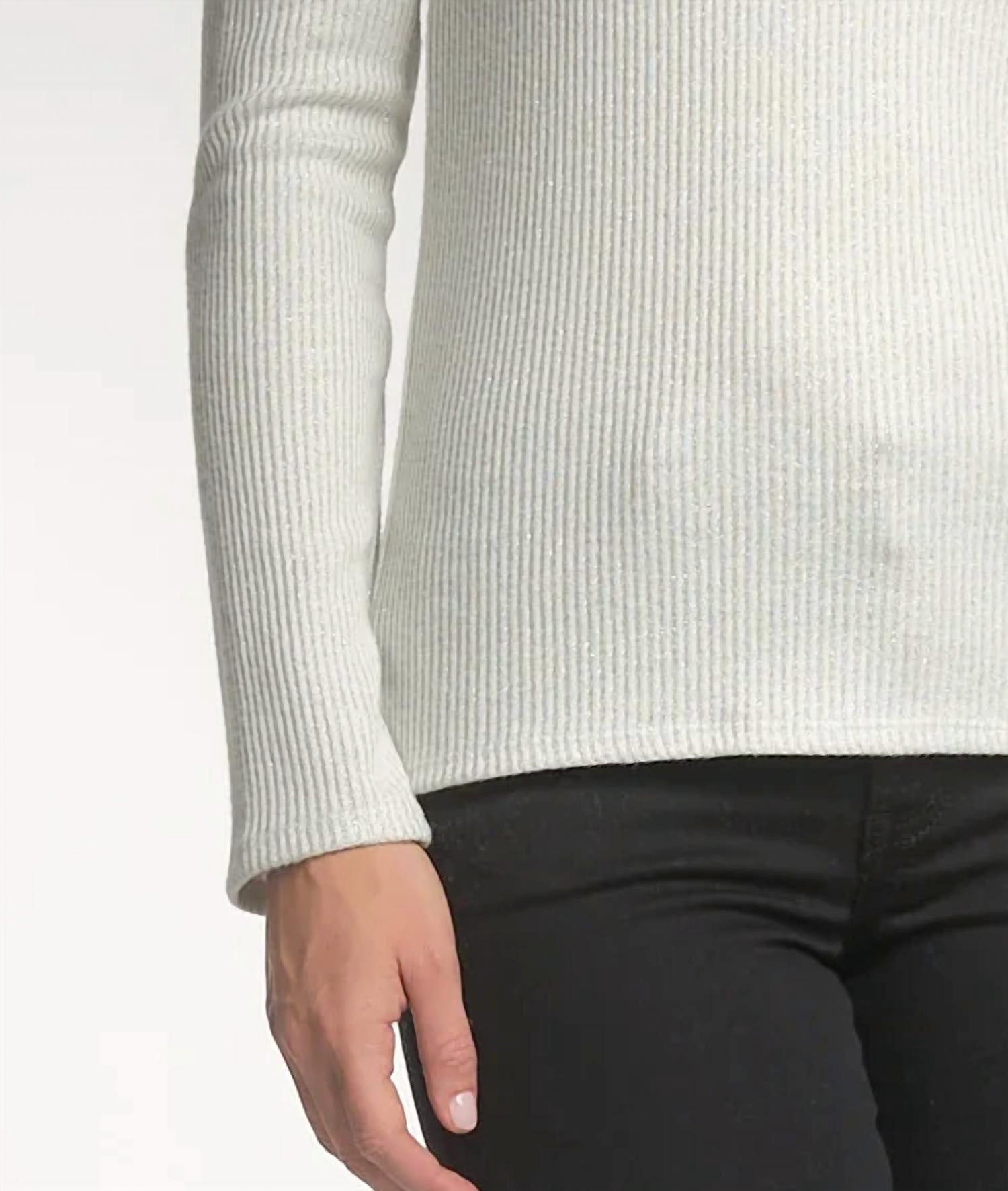 Elan - Metallic Foldover Turtleneck Sweater