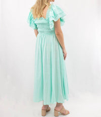BiBi Smocked Layer Dress in mint - women's dress - detail view