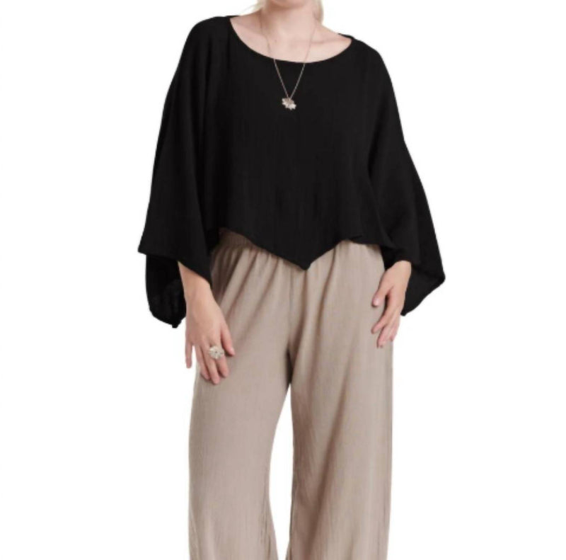 Oh My Gauze! Vanna Boatneck Top in black - women's blouse