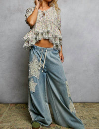 Pol - Floral Balloon Sleeve Woven Top