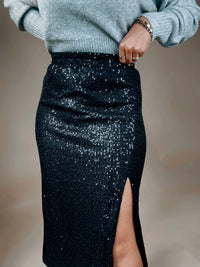 Be Cool - Midnight Sequin Midi Skirt