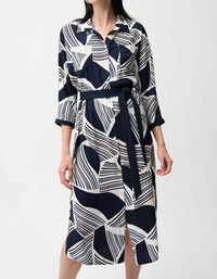 Joseph Ribkoff - Geometric Print Midi Shirt Dress