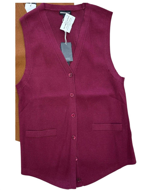 Minnie Rose - Women's Viscose Ribbed Vest With Pockets