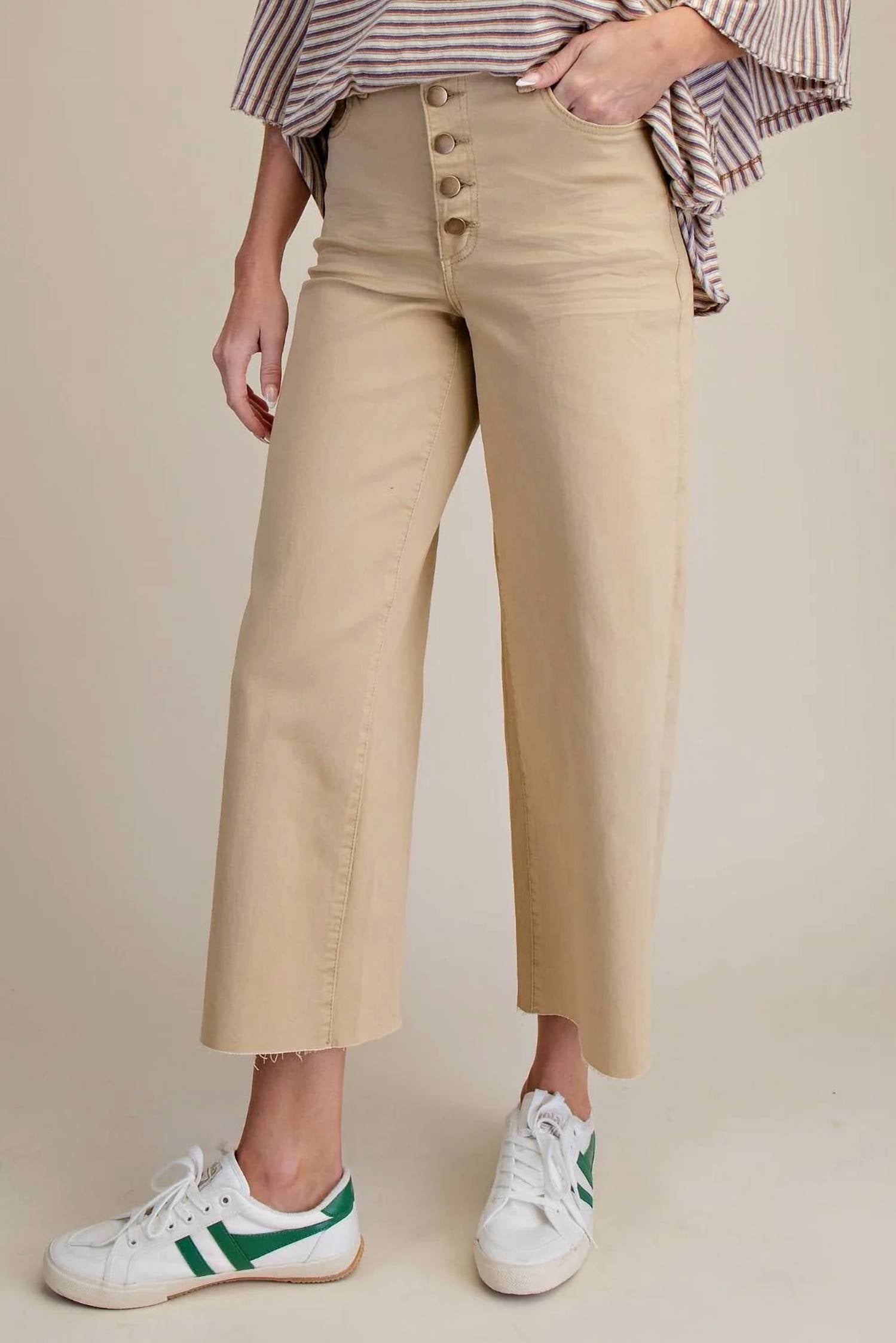 Easel - Button-front High-rise Twill Pants