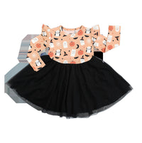 Emerson And Friends - Boo-Tastic Glow-in-the-Dark Halloween Flutter Long Sleeve Tulle Twirl Dress