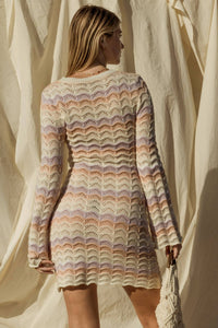 Gilli - Round Neck Bell Sleeve Sweater Dress