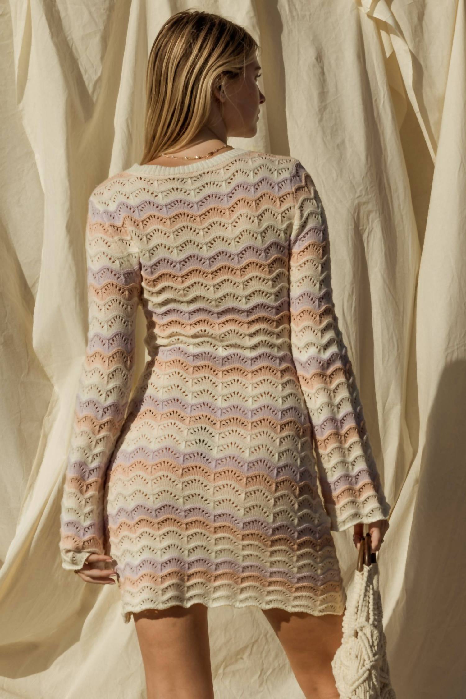 Gilli - Round Neck Bell Sleeve Sweater Dress