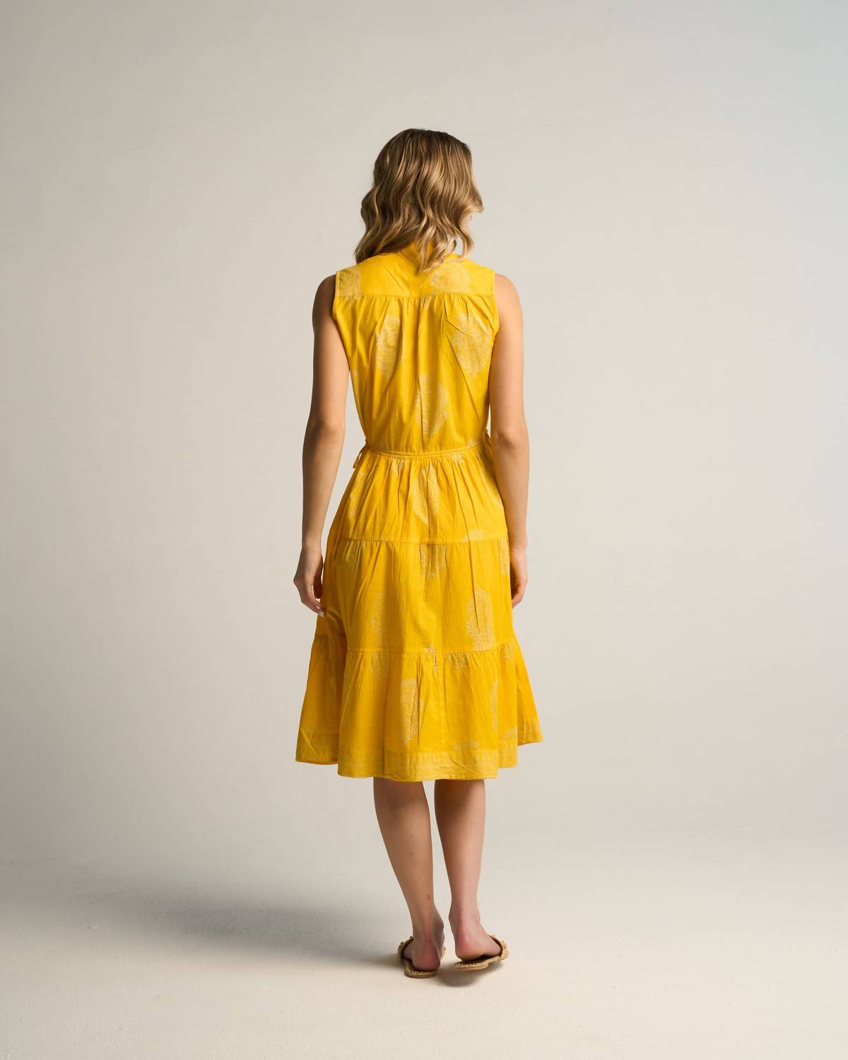 Guadalupe Design Aluna Midi Dress in yellow - women's dress - detail view