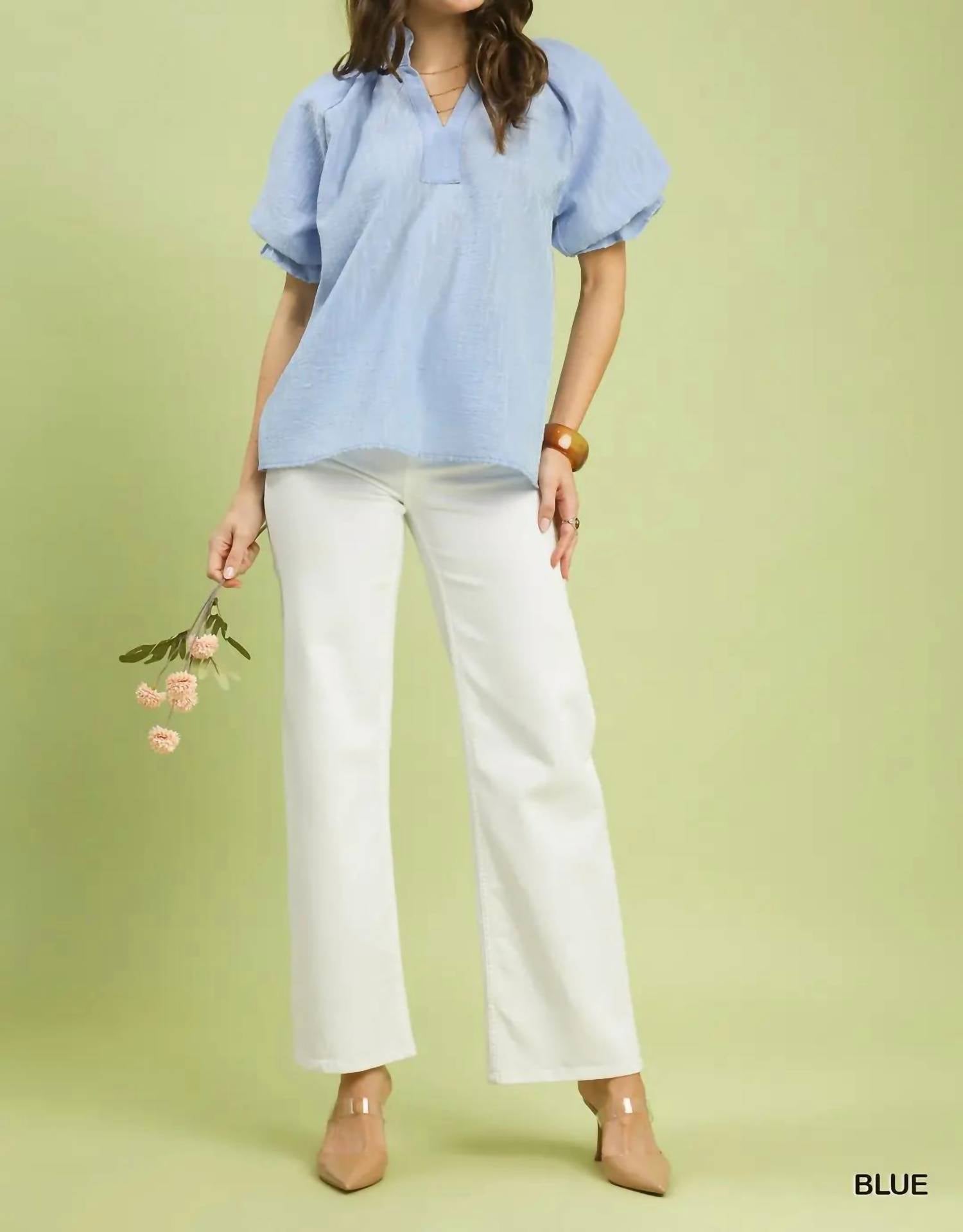 Umgee - Textured Puff Sleeve Top