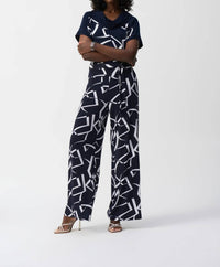 Joseph Ribkoff - Geometric Belted Wide Leg Pants