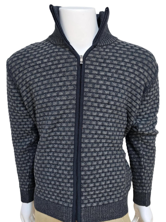 Dario Beltran - Men Full Zip Basket Weave Sweater