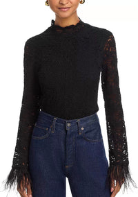 Aqua - Feather Lace Long Sleeve Top