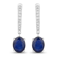 Diana M Jewels Women's Oval Natural Sapphire Stud Earrings (3.24 Ct) - Signature Plus in 14k white gold - women's jewelry