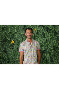 Eight X - Radiant Sun Pattern Short Sleeve Shirt With Trim