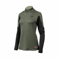 MIZUNO Women's Breath Thermo Half Zip Top in beetle black - women's long sleeve top