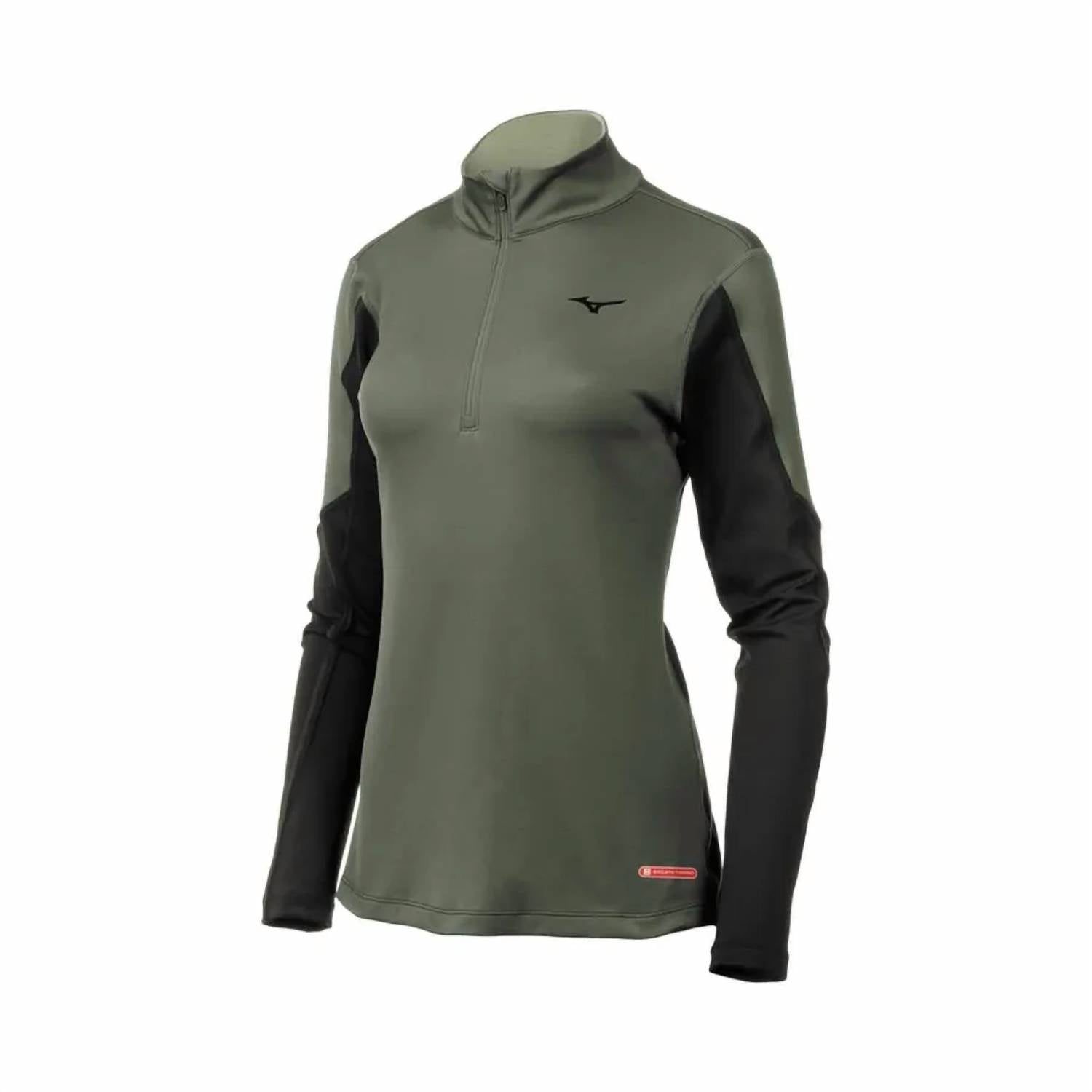 MIZUNO Women's Breath Thermo Half Zip Top in beetle black - women's long sleeve top