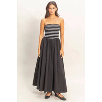 Hyfve - Striped Strapless Flowy Midi Dress