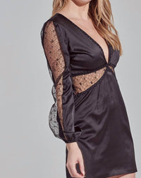 Lace Detail Satin Mini Dress