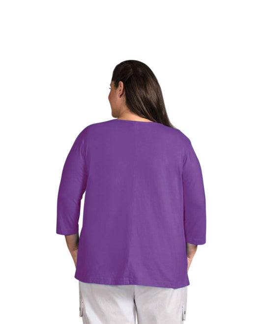 On The Plus Side - 3/4 Sleeve V-Neck Tee - Plus