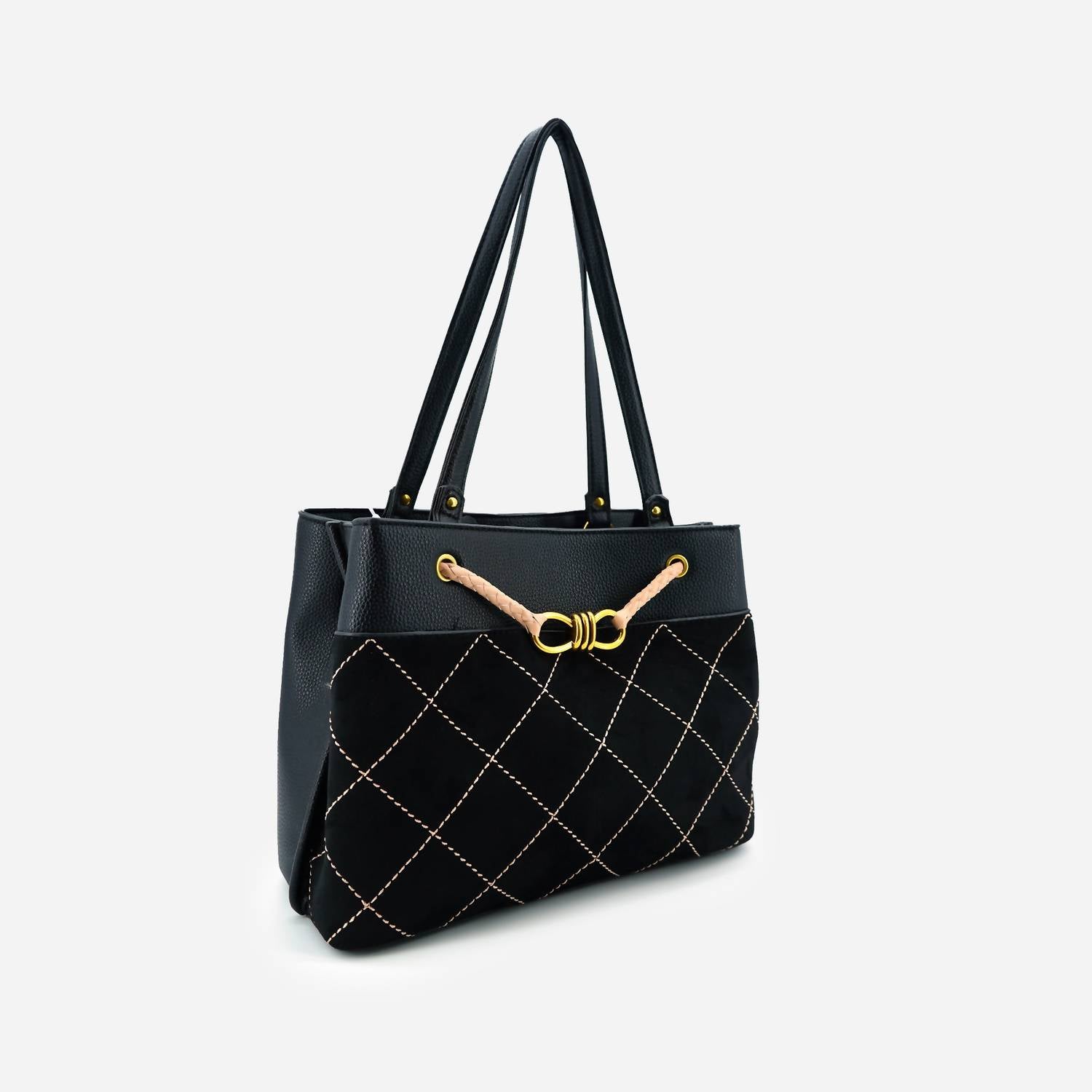 Like Dreams - Women's Velvet Knot Quilted Shoulder Tote Bag