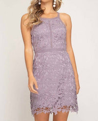 She + Sky - Sleeveless Lace Bodycon Dress