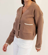 Peace Love Line - Button-Down Stitch Cardigan