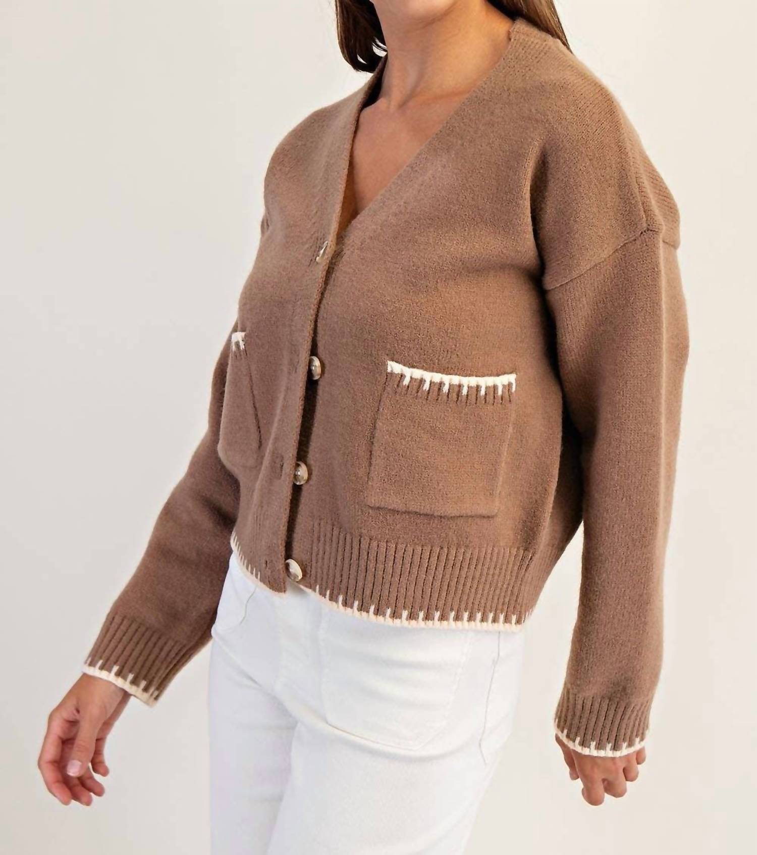 Peace Love Line - Button-Down Stitch Cardigan