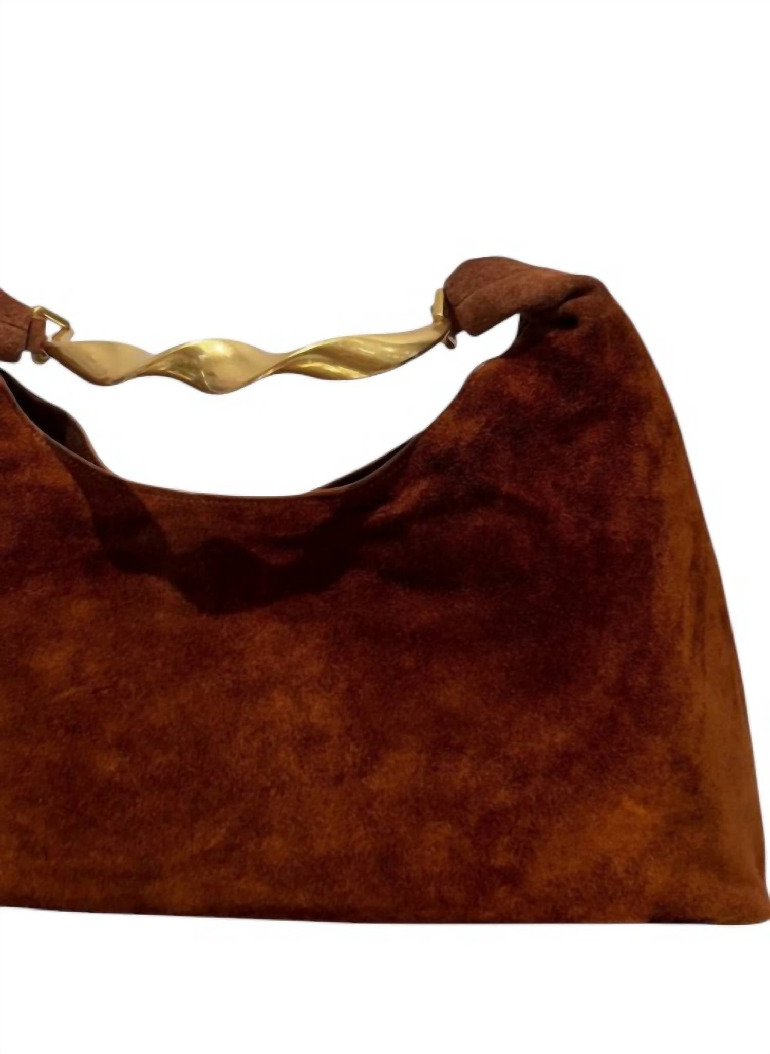SIMKHAI Women's Nixi Suede Hobo Bag in sable - women's bag - detail view