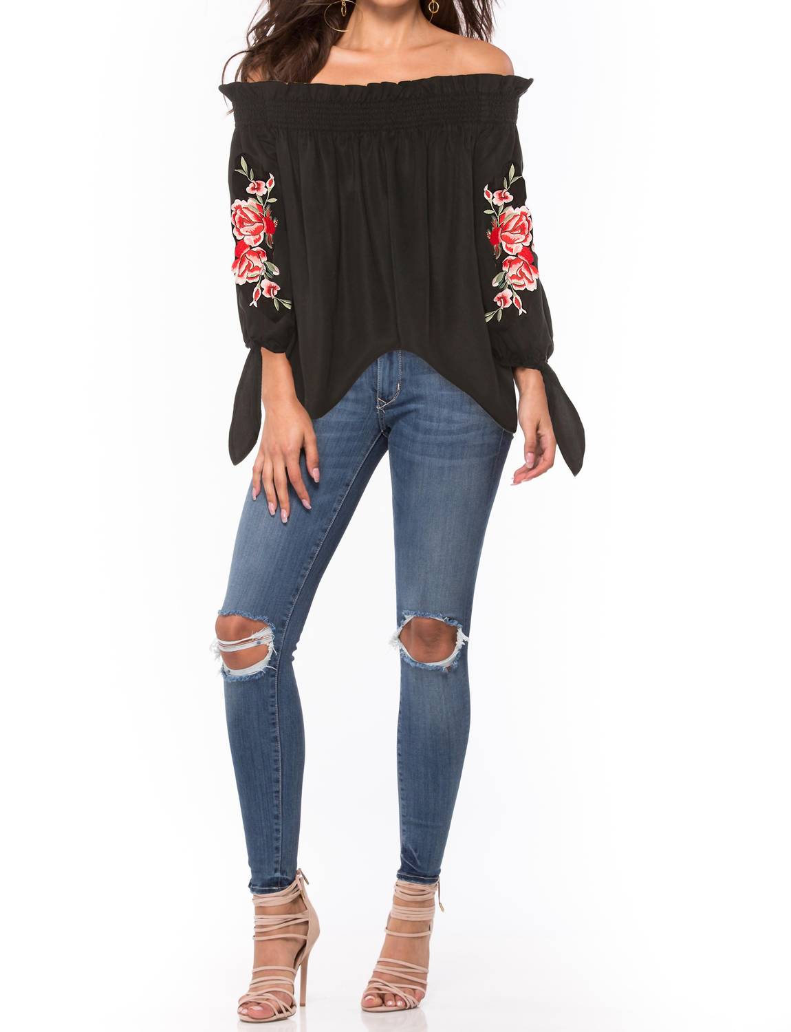Beach Riot Rose Top in black - women's blouse - alternate view